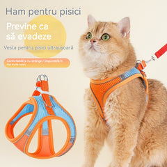 🐶🐱✨Ham reflectorizant cu lesă pentru animale de companie | Plimbări mai sigure