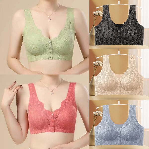【Set de 5 Bucăți】Sutien de Damă Fără Balene, cu Închidere Frontală【Potrivit pentru 40–100 kg】
