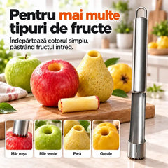 🍎 Set de 2 ustensile din oțel inoxidabil pentru îndepărtarea sâmburilor de fructe și a semințelor de ardei – rapid, precis și curat!