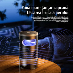 Lampă Anti-Țânțari Portabilă pentru Casă și Camping, Capcană UV Insecte cu Aspirație Fizică, Zgomot Redus, Reîncărcabilă USB cu Acumulator Detașabil
