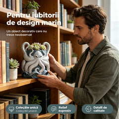 Ghiveci de Flori Caracatiță Kraken - Statuetă Decorativă în Stil Ocean, Vas pentru Plante Suculente și Ornament Creativ de Casă