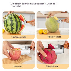🔥 Cumperi 1, Primești 1 Gratuit 🍉 Tăietor Multifuncțional pentru Pepene din Oțel Inoxidabil – Design Triunghiular cu Desfăcător de Capace ✂️