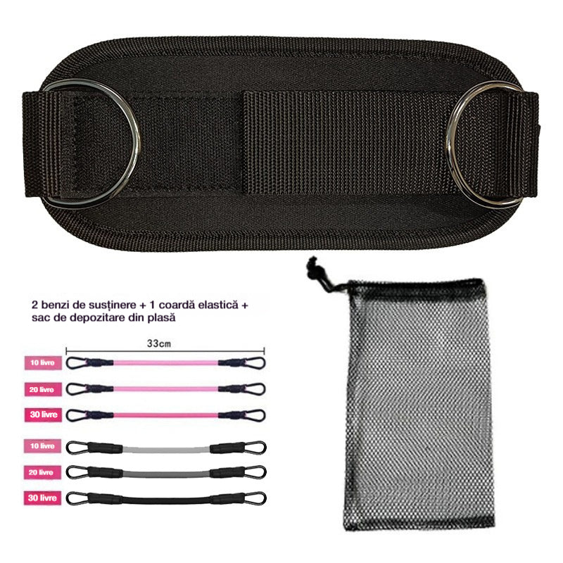 💪🦵Bandă de rezistență pentru gleznă, utilizată la antrenamente de fitness——（2 benzi de susținere + 1 coardă elastică + sac de depozitare din plasă）