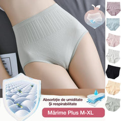 🩲【Set de 7 bucăți】Chiloți din bumbac cu talie înaltă, efect de modelare a abdomenului și protecție antibacteriană