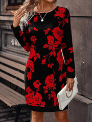 Mintás női kerek nyakú ruha – kényelmes fazon, elegáns és könnyen viselhető