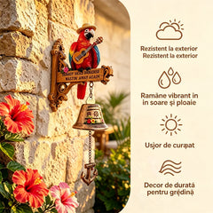 🛍️ Decor Tropical Retro! Clopoțel de Perete cu Papagal Tiki Bar "Parrot Head Paradise"