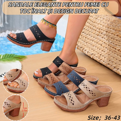 🔥✨【Mărimi 36-40】Sandale elegante și stilate cu toc înalt, ajurate, pentru femei, confortabile și respirabile