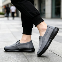 Pantofi Casual din Piele Naturală și Plasă pentru Bărbați – Model Slip-On Ultra-Respirabil, Talpă Moale cu Amortizare și Anti-Alunecare