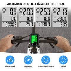 Ciclocomputer Profesional pentru Bicicletă – Odometru și Tahometru Impermeabil, Ecran Mare Lumina de Fundal, pentru MTB și Cursieră