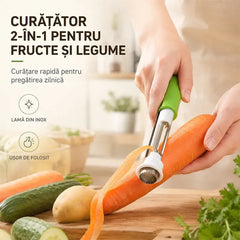🍎Curăță și scoate sâmburii fructelor într-un singur pas! Curățător de fructe multifuncțional 2 în 1 (Cumpără unul, primești unul gratis, cumpără două, primești unul gratis/Oțel inoxidabil)! ✨