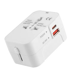 Adaptor Universal de Călătorie (200+ Țări) - Încărcare Rapidă PD, Multi-Fișă UK/EU/US/AU | Compact și Sigur pentru Vacanțe