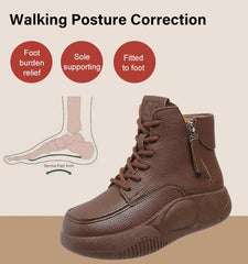 Új, kis bőrcsizma sporthoz és szabadidőhöz, vastag talpú martin csizma, kényelmes és nem fárasztó láb.