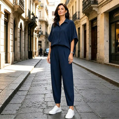 Ofertă 1+1 GRATIS! Set de Vară 2026 din Bumbac pentru Dame: Cămașă Lejeră și Pantaloni Harem, Design Modern care Subțiază Silueta (Mărimi L-5XL) ✨💃