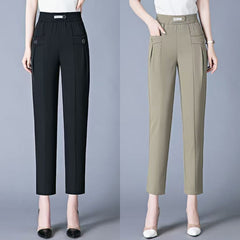 【S-4XL】🔥Pantaloni drepți noi de înaltă calitate, pantaloni casual de îmbrăcăminte exterioară de vară, pantaloni simpli subțiri cu talie înaltă