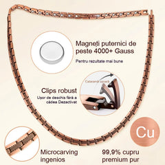 Set Terapeutic din Cupru Retro: Colier și Brățară Magnetică, Anti-Oboseală și Dureri Cervicale, Stil Vintage Unisex