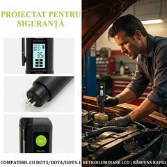 Tester Lichid de Frână Digital YM-C03 - Stil Stilou Portabil pentru DOT 3 / DOT 4 / DOT 5.1, Sondă de Înaltă Precizie, Ecran HTN și Alarmă Sonoră pentru Conținutul de Apă