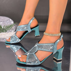Sandale elegante 2026 cu strasuri | Design decupat + toc gros 5CM | Stil feminin, confortabil și ușor de asortat (mărimi 35-43)