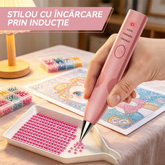 Stilo Electric de Lipit Diamante cu Aspirare în Vid: Pix Reîncărcabil cu 3 Trepte de Viteză și Capete de Schimb, Accesorii Pictură cu Diamante