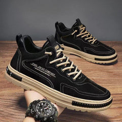 👞 【39–44】Férfi bőr felsőrészű lapos talpú sneaker – légáteresztő, kényelmes, mindennapi viseletre
