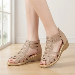 👡【35-40】 sandale cu înălțime mijlocie, respirabile, talpă moale, piele moale, la modă flexibilă