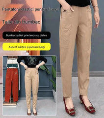 🔥【M-6XL】🍃Pantaloni casual elastici respirabili cu talie înaltă pentru femei de vară