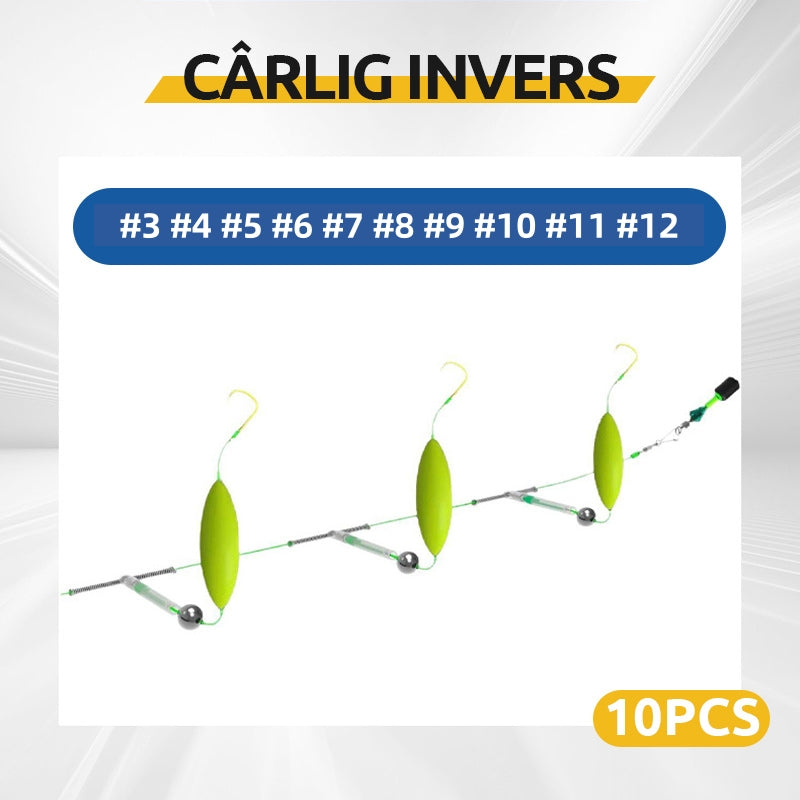 Set 10 Cârlige de Pescuit cu Suspensie Anti-Fund – Design Inovator pentru Capturi Mari