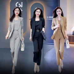 🏆👚👖 Set costum casual modern 3 piese (sacou + vestă + pantaloni) – nou, stilat și versatil ✨