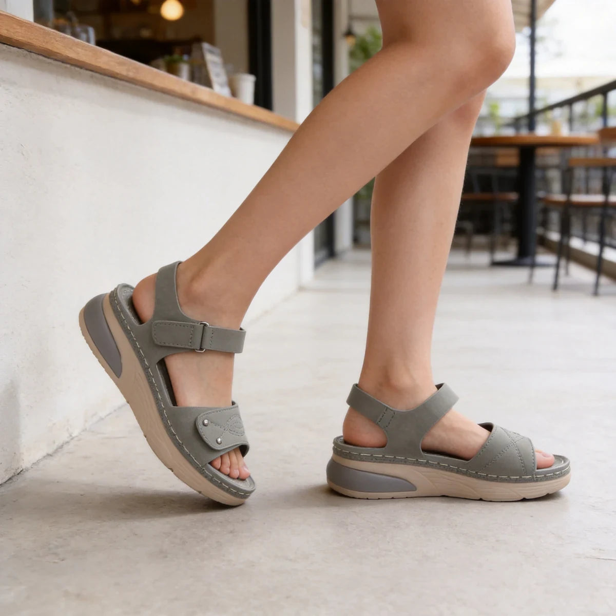 Sandale Sport-Casual Dama cu Platformă Moale: Încălțăminte Ortopedică cu Barete Reglante și Cusături Decorative, Confort Zilnic