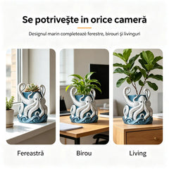 Ghiveci de Flori Caracatiță Kraken - Statuetă Decorativă în Stil Ocean, Vas pentru Plante Suculente și Ornament Creativ de Casă