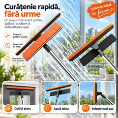 ✨ Dispozitiv Multifuncțional 3 în 1 pentru Curățarea Geamurilor și Plaselor – Mâner Extensibil, Cap Rotativ 360° & Fără Urme de Apă!
