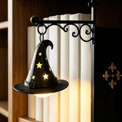 【Estetică pentru Bibliotecă】Semn de Carte și Opritor Metalic cu Felinar LED, Lampă de Veghe Creativă pentru Rafturi de Cărți (Stil Retro & Halloween) ✨