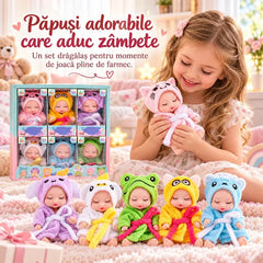 👶 Set cadou Păpuși Bebeluş Reborn Înfășate în Costume de Animăluțe! Chipuri Adorabile de Bebeluşi Care Dorm · Set de 6 Păpuși în Cutie Cadou · Cadoul Perfect pentru Copii!