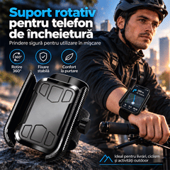 📱 Suport Rotativ 360° pentru Telefon – Pentru Braț și Încheietură 2 în 1! Mâini Libere, Fixare Sigură și Acces Rapid la Navigație!