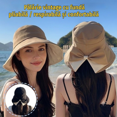🎀 Piesă esențială de vară 👒 Pălărie vintage cu fundă — pliabilă / respirabilă și confortabilă