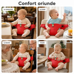 👶 Un produs indispensabil pentru hrănirea copiilor în călătorii! Centura de fixare de siguranță pentru scaunul de masă portabil pentru copii, gata de utilizare cu o singură apăsare, cu protecție împotriva căderilor! ✨🎒
