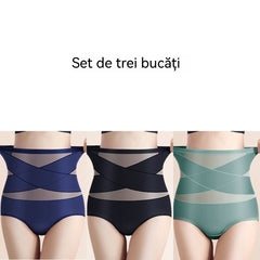 🌸 Ultimele 3 zile de ofertă: cumperi 1, primești 2 gratuit ✨Chiloți modelatori cu talie înaltă, mărimi mari, cu design încrucișat pentru control abdominal
