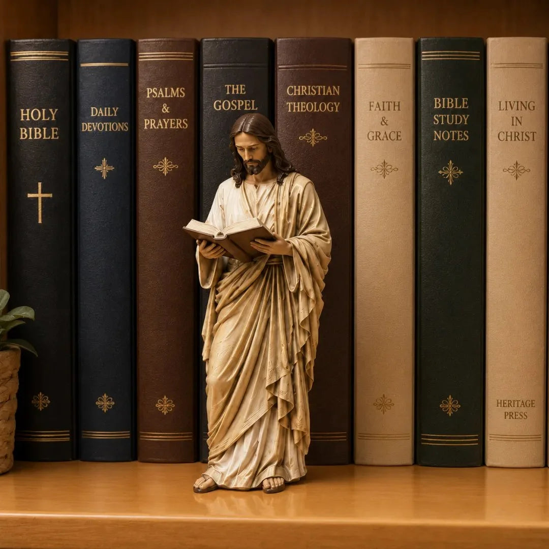 🛍️ Artă și Credință! Statuete Decorative din Rășină cu Isus pentru Bibliotecă | 4 Modele