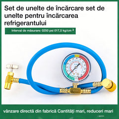 🔧❄️ Furtun pentru încărcarea agentului frigorific de aer condiționat, cu manometru – anti-scurgere, ușor de citit, potrivit pentru mașini, camioane sau aparate de aer condiționat casnice – încărcare DIY sigură 🚗