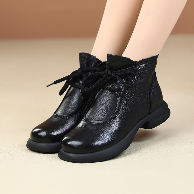 【50% OFF🔥7 napon belül kézbesítjük🔥】🔥Alacsony sarkú Martin csizma valódi bőrből, meleg béléssel