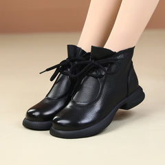 【50% OFF🔥7 napon belül kézbesítjük🔥】🔥Alacsony sarkú Martin csizma valódi bőrből, meleg béléssel