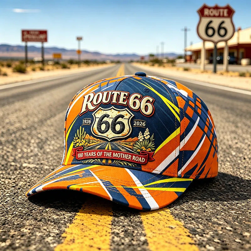 🛍️ Stil Retro American! Șapcă de Baseball cu Imprimeu Digital 3D Route 66 | 7 Modele, Reglabilă