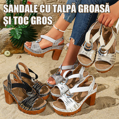 🔥【Vânzări recente în top】👡Sandale romane cu toc înalt, cu barete încrucișate – stil modern de vară