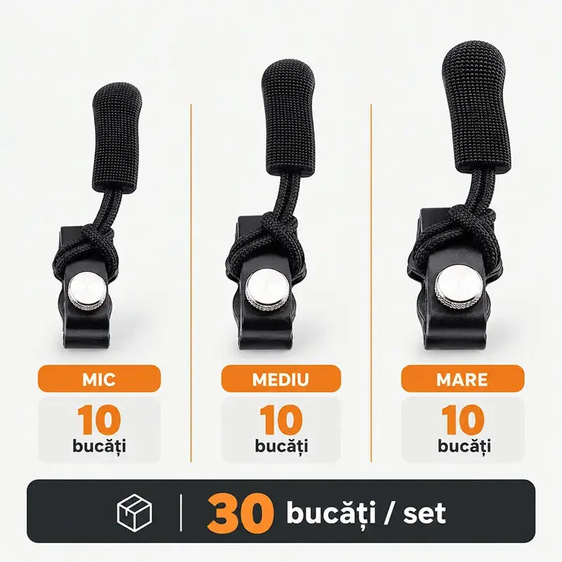 🔧 Kit Reparator Universal pentru Fermoare (Set 30 Piese) – Fără Scule, Fără Cusut, Fixare Rapidă cu Șurub pentru Orice Tip de Fermoar!