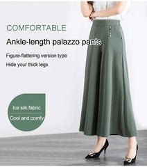 ❤️【M-5XL】2026 Pantaloni noi de dama de vară picioare late mătase de gheață până la glezne