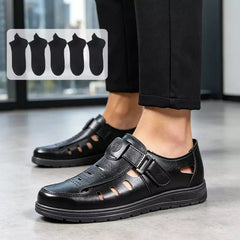 【Se oferă în plus 5 perechi de șosete gratuite】Pantofi bărbătești business-casual, cu design decupat——Piele naturală de vacă selectată
