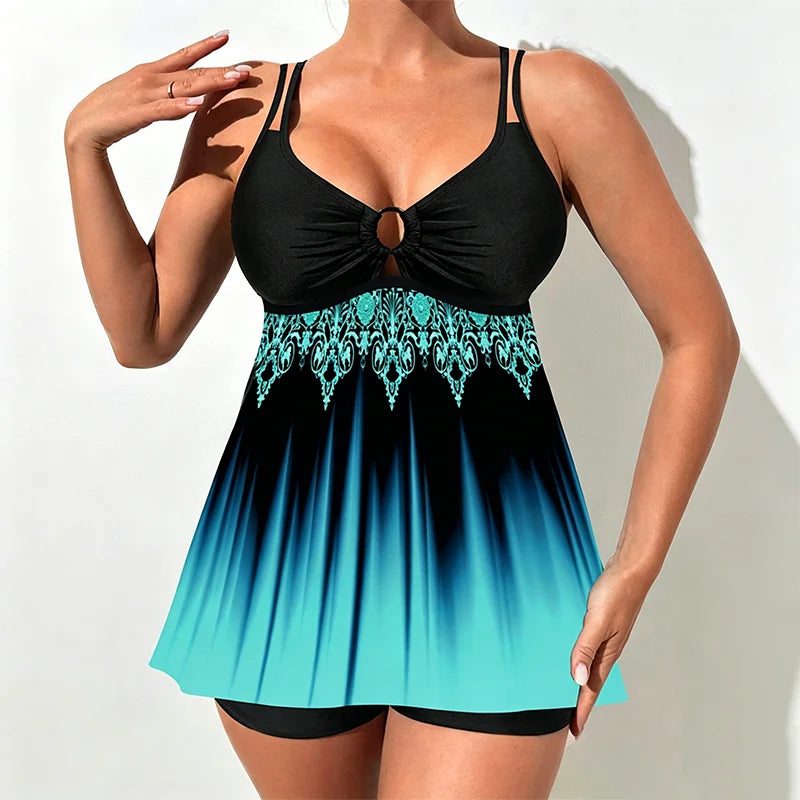 👙 【S-5XL】 Costum de baie două piese la modă cu imprimeu, mărimi mari