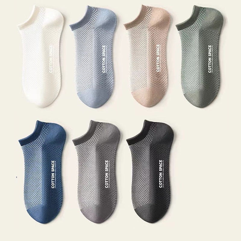 🔥【Cumperi 5 și primești 5 GRATIS!】🧦🧦【Set de 10 perechi】Șosete scurte pentru bărbați, șosete invizibile (tip tălpici), subțiri de vară, anti-miros și absorbante.