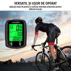 Ciclocomputer Profesional pentru Bicicletă – Odometru și Tahometru Impermeabil, Ecran Mare Lumina de Fundal, pentru MTB și Cursieră