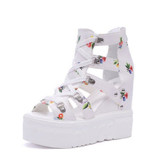🌸Sandale romane cu platformă, imprimeu floral – stilate și elegante, evidențiază rafinamentul