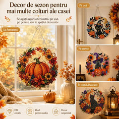 Decor Halloween fereastră DIY tablou cu diamante, 4 modele vesele, dimensiune 25×25 cm